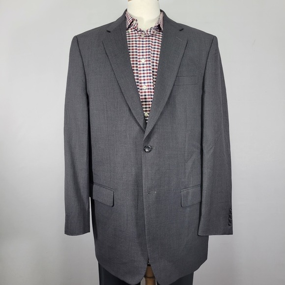 Joseph Feiss Trio‎ Men's Sport Coat Blazer Two Button Gray Twill Wool Size 44XL